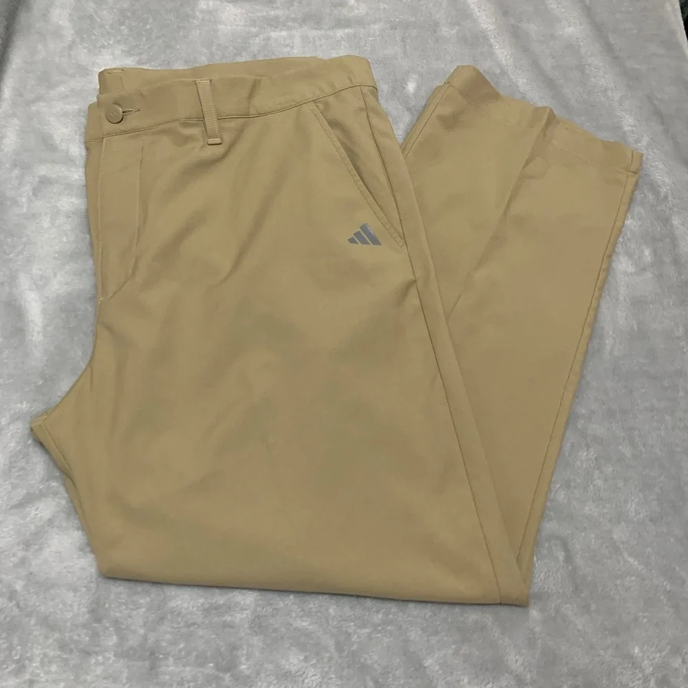 Adidas Pants Mens 40x30 Golf Tan Recycled Performance IU2823 Athletic Preppy